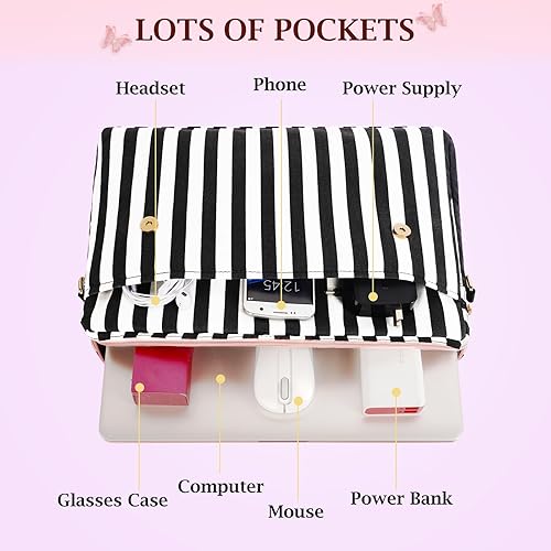 Miniatura 6 de MATEIN Maletín para mujer, mochila convertible de 15.6 pulgadas para laptop con lazo, linda mochila Kawaii para computadora, bolsa cruzada para