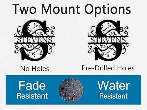 Miniatura 7 de Regalos de boda para parejas, letreros de apellido para el hogar, letreros de metal personalizados con monograma, decoración de pared, nombre de