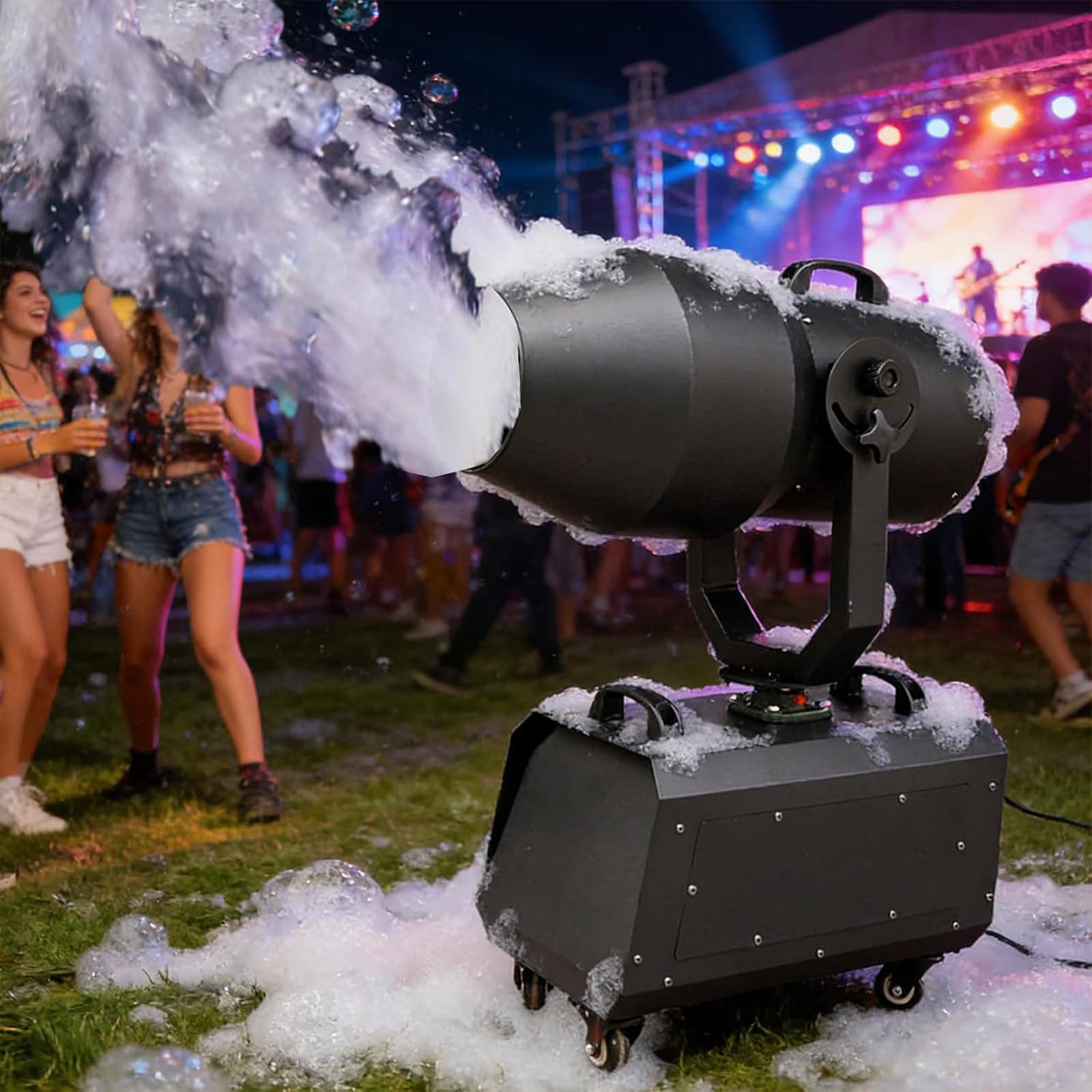 Machine à Mousse pour Familles et Fêtes – Canon à Mousse Rotatif Automatique pour Scènes, Piscines, Célébrations et Jardins (Portée de 6 à 9 m) Without LED