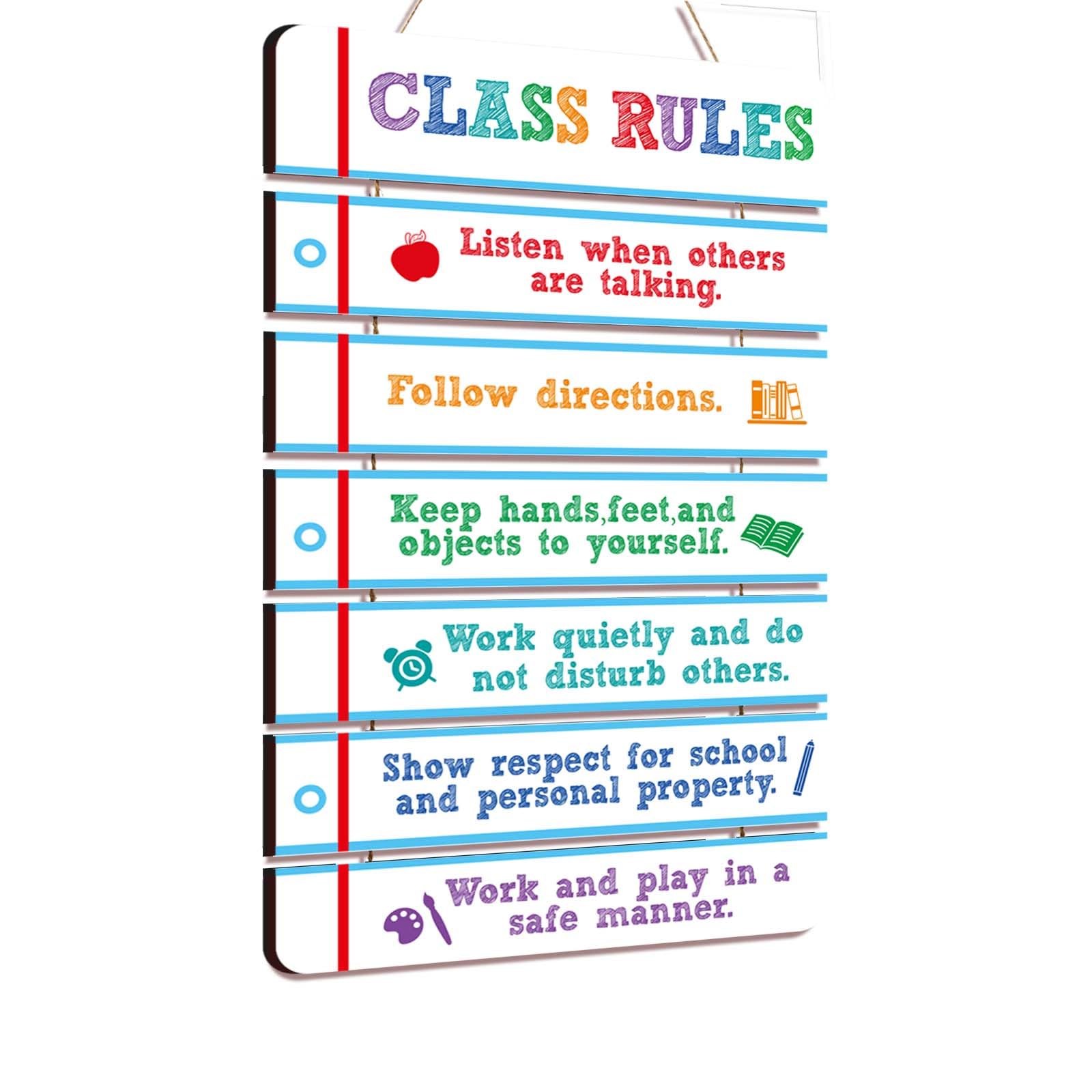 Classroom Rule Wooden Wall Decorations, Classroom Management Hanging Decoration For Kindergarten Primary Secondary School Classroom,Dorm Office,Elementary School-image-28
