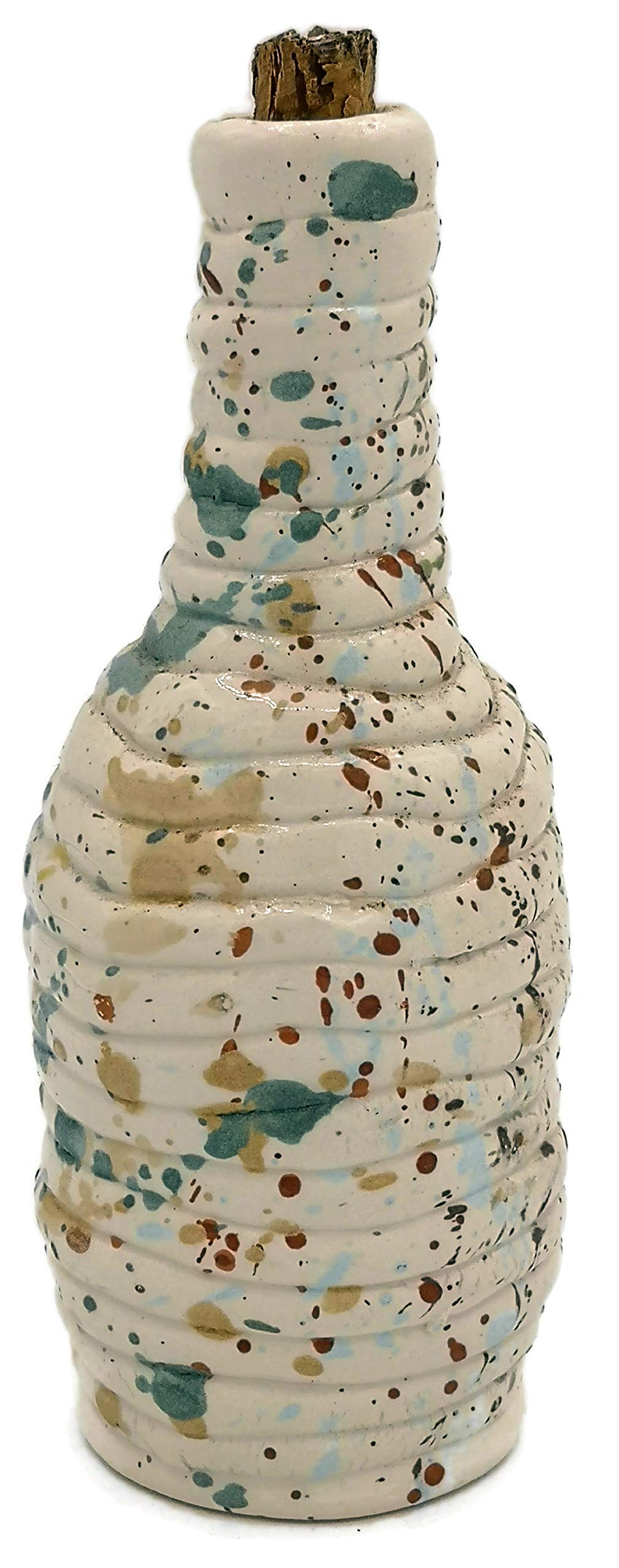 Handmade Confetti Decorative Ceramic Bottles With Cork Stoppers, Portuguese Handmade Clay, Eclectic Home Decor Accents