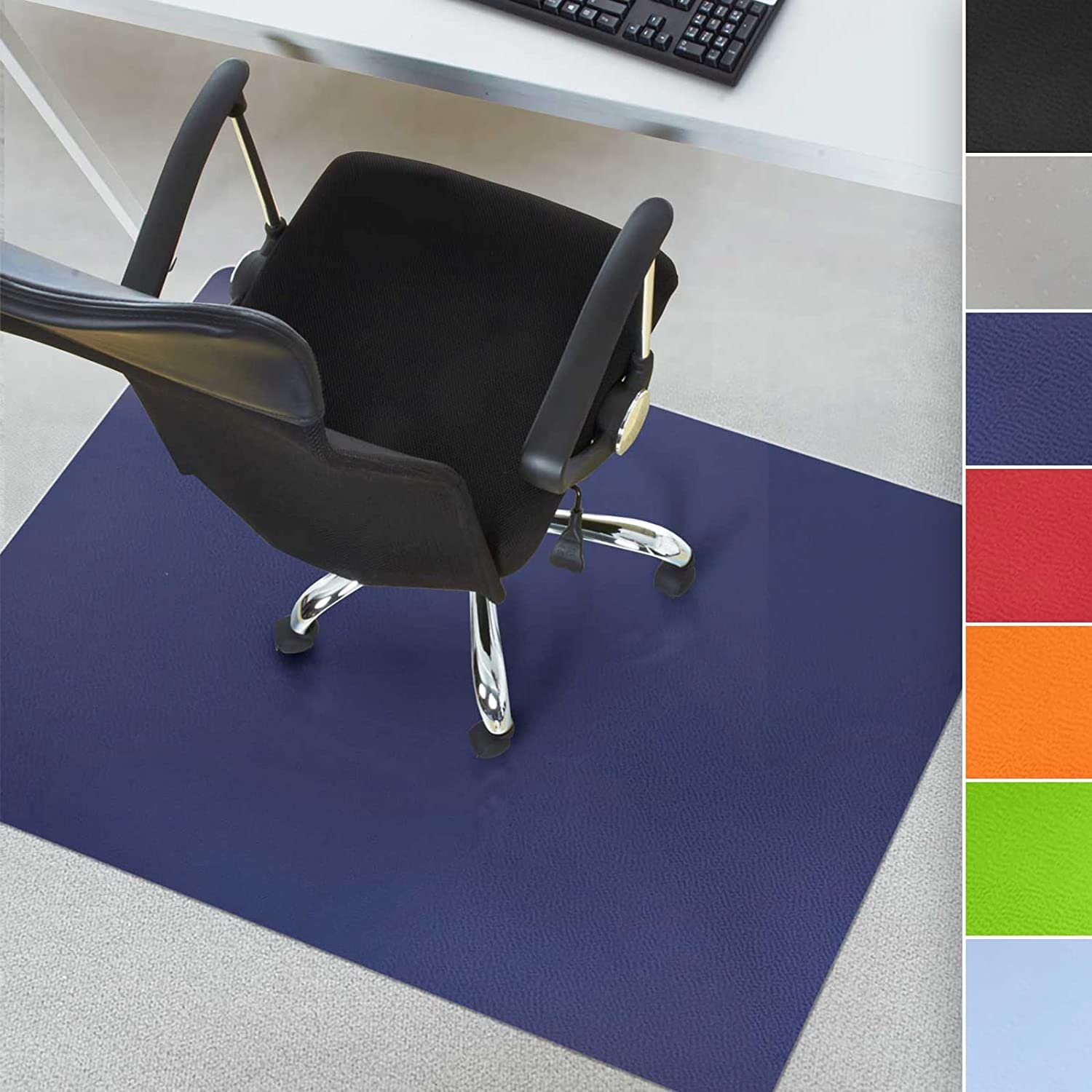Floordirekt Dark Blue Chair Mat For Hard Floors - Colour Office Chair Underlay Mat, Polypropylene Floor Protection Mat - Thickness: 1.9 Mm (75 X 120 Cm, )
