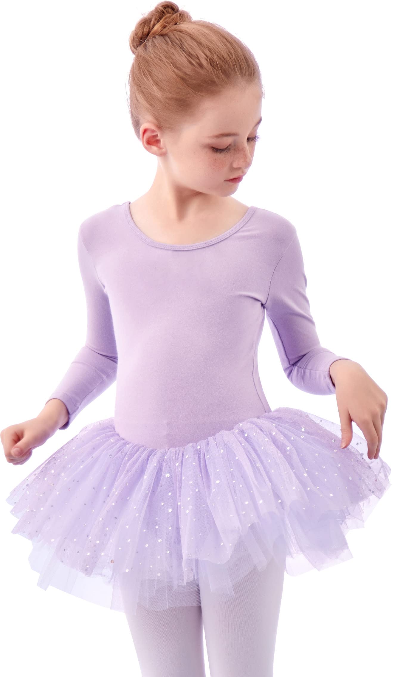 MdnMd Short Sleeve Glitter Dance Ballet Tutu Leotard Ballerina Outfit for  Girls Toddler