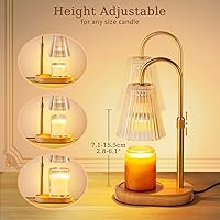 Vista 5 de Candle Warmer Lamp with Timer - Electric Candles Wax Warmers Glass Lamps for Jar Candles Burner Adjustable Height and Dimmable Light Modern No Flame