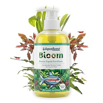 Aquarium Plant Fertilizer with Chelated Iron & Potassium | Shrimp Safe Copper-Free Liquid Fertilizer, No CO2 Needed, Freshwater Planted Tank Nutrients, Nano Tank Starter Size, AquaBoost Bloom 8oz