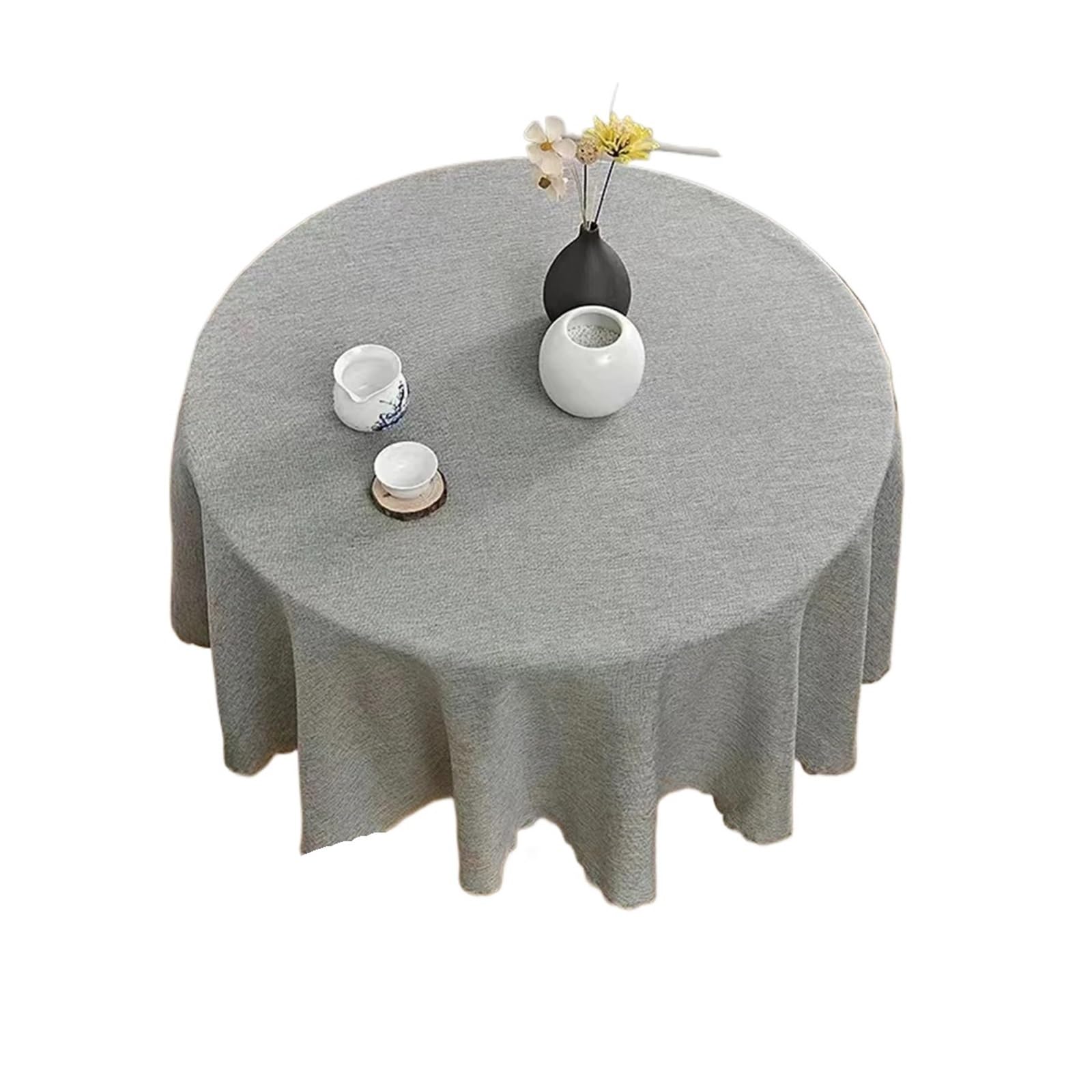 ZHSOAO Round Tablecloth Cotton Linen Plain Table Cloth Cover Diameter 90-180 Cm For Home Dining for Cafe(Grey,90cm)