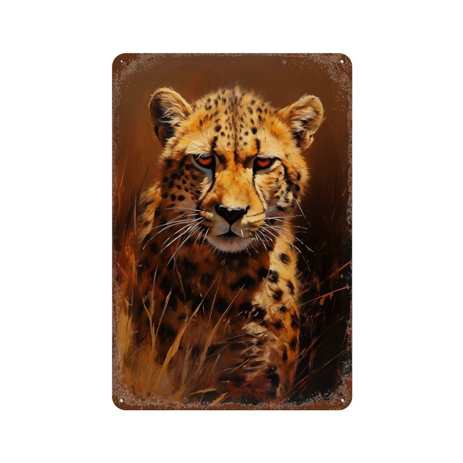 Garage Style Cheetah Portrait Decorative Tin Sign 11.8"x7.9", Shabby Chic Decor for Bar And Workshop