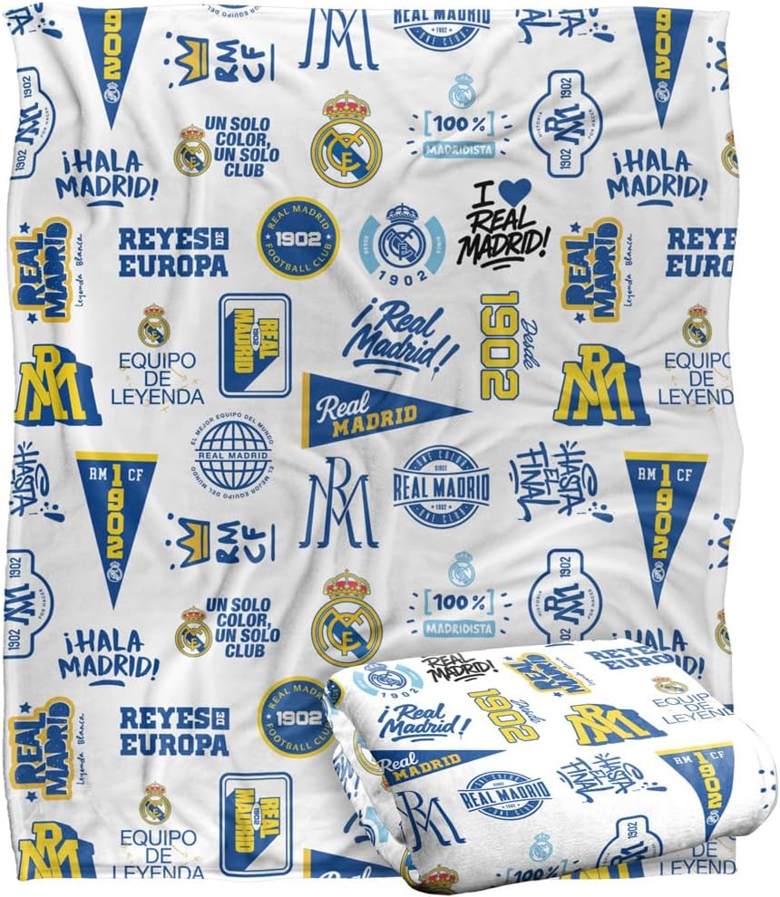 LOGOVISION Real Madrid Icon Pattern Silky Touch Super Soft Throw Blanket 50"x60"
