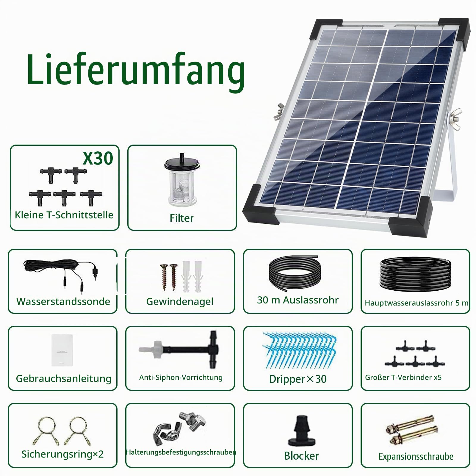 Garten Drip Bewässerung System Solar Powered,5W automatische Solar Drip Bewässerung Kit Bewässerung System, Anti-Siphon Design für Topfpflanzen Gewächshaus,Timing Modes Bewässerung Geräte