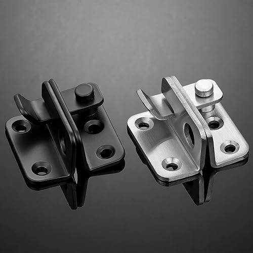 Miniatura 6 de 2 paquetes de pestillos abatibles, 1.81 x 1.77 pulgadas, acero inoxidable negro, grueso, resistente, cerrojo para puerta de granero, cerradura de