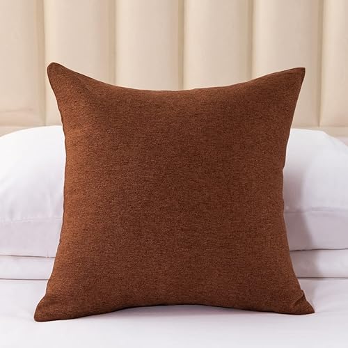 AMBERIS 2 fundas de almohada (sin relleno), color marrón, imitación de cáñamo decorativo, 2 fundas de almohada (sin relleno) para hotel en casa