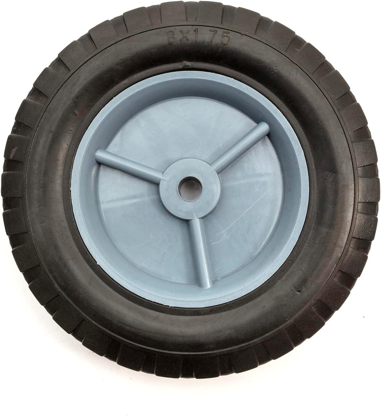8 x 1.75 Inch Sack Truck Replacement 8" Plastic Wheel Solid Rubber Tyre 22.6mm Offset 12.7mm Bore 34mm Hub