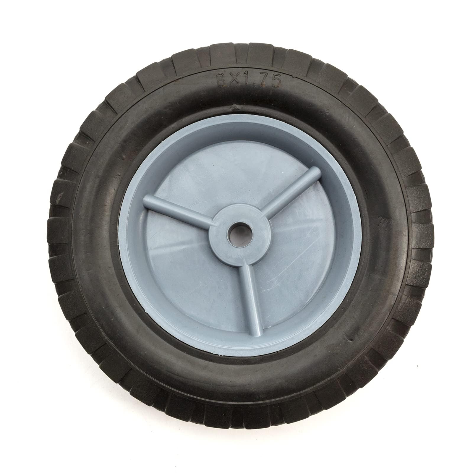 8 x 1.75 Inch Sack Truck Replacement 8" Plastic Wheel Solid Rubber Tyre 22.6mm Offset 12.7mm Bore 34mm Hub