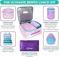 Vista 56 de Bento Lunch Box with Stainless Steel Thermo, Matching Insulated Lunch Bag and Ice Pack Set for Girls, Kids, 5 Divided Compartments, Snack Container