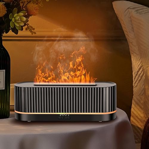 Difusor de aceite esencial, humidificador de fuego de llama colorida, difusor de aroma de aroma, difusor de aceite de 7 colores cambiantes para el