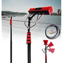 Water Fed Brush, 30FT/9M Poles Solar Panels Window Cleaning Brush Telescopic Pole with 50cm brush head&Brass Connector Switch& 3 Three-Way Split Joints pure water for window cleaning