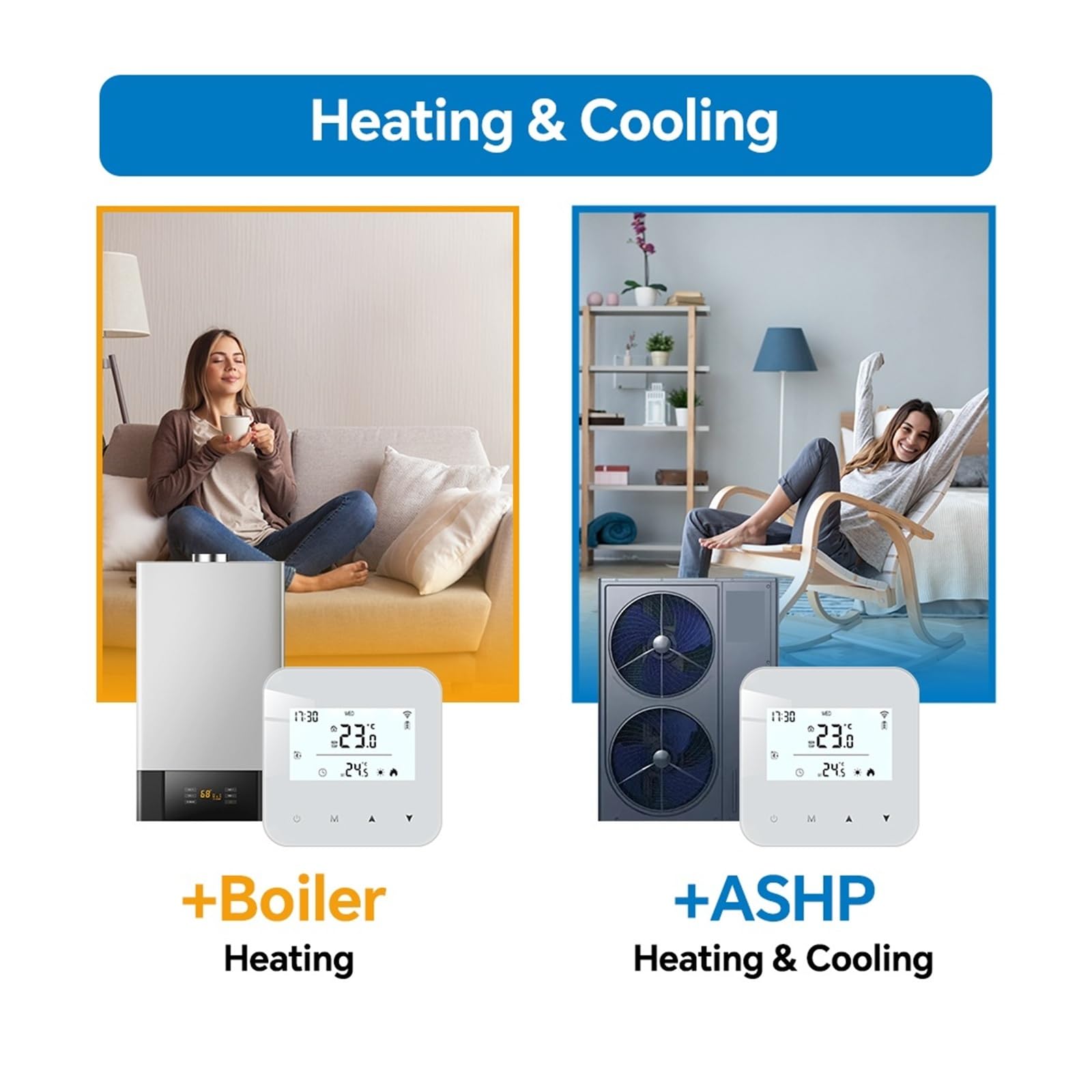 Thermostat Intelligent, Thermostat Intelligent WiFi for Chauffage d'ambiance alimenté par Batterie