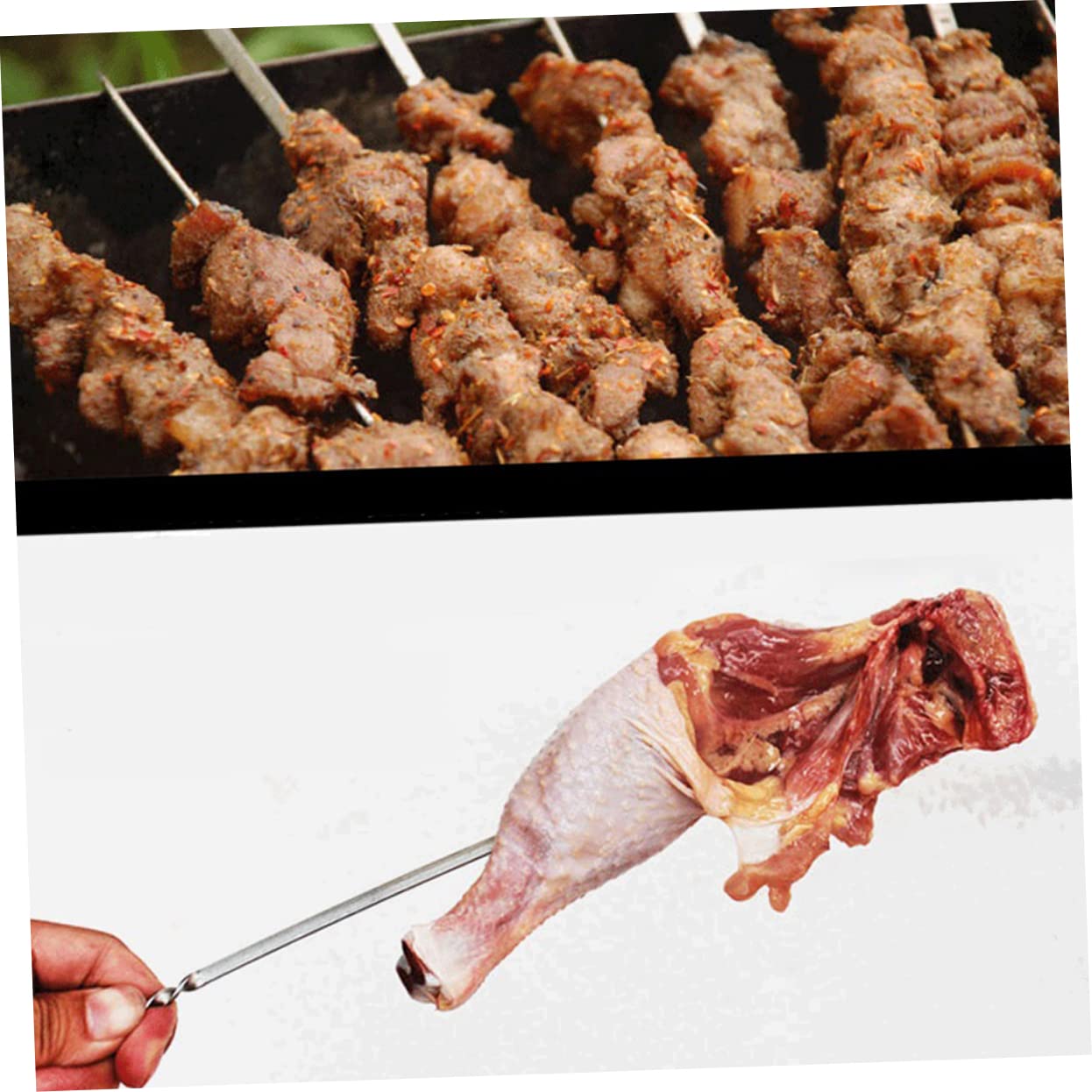 TOYANDONA 10pezzi Spiedini Per Barbecue in Da Set Per Grigliate Sgancio Rapido Manico Facile Da Usare Per Gamberetti Pollo Verdure