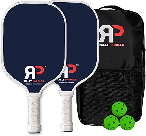 Juego de paletas de pickleball  Con una cara de fibra de carbono multicapa  Núcleo de panal ligero  2 paletas premium, 4 bolas, 1 bolsa  Ideal para
