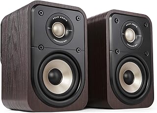 Polk Signature Elite ES10 Surround Loudspeaker - Hi-Res Audio Certified, Dolby Atmos & DTS:X Compatible, 1" Tweeter & 4" Woofer, Power Port Technology for Effortless Bass (Pair, Contemporary Walnut)