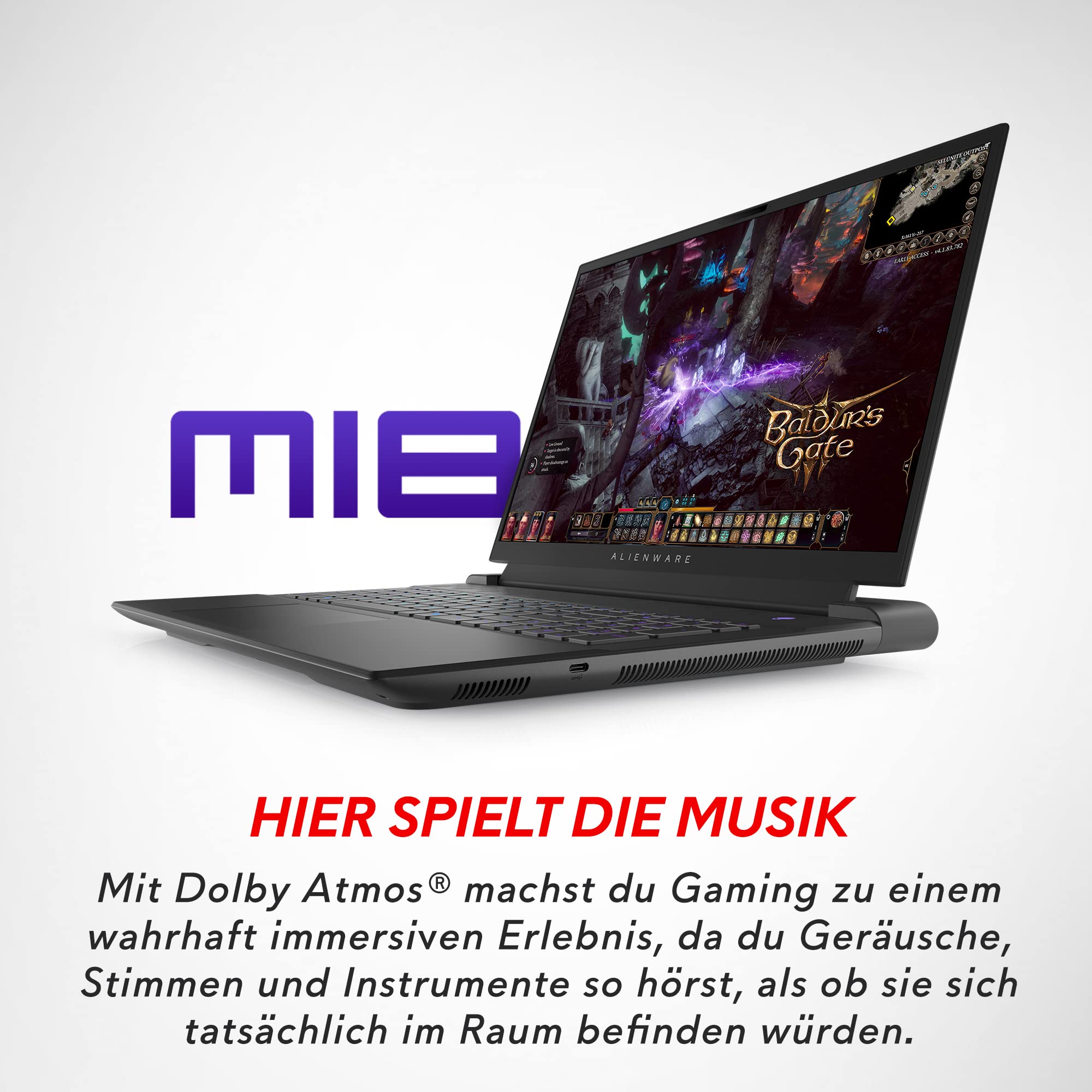 Alienware m18 Gaming Laptop | 13. Gen Intel Core i9 13900HX Prozessor | 18'' FHD+ 480Hz 3ms Display | 16GB DDR5 4800MHz | 1TB NVMe SSD | NVIDIA GeForce RTX 4070 8GB GDDR6 | Windows 11 | QWERTZ