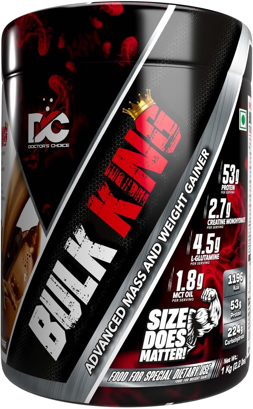 DC DOCTORS CHOICE Bulk King Advanced Mass Gainer and Weight Gainer for bulking (Choco Brownie Fudge, 1Kg)