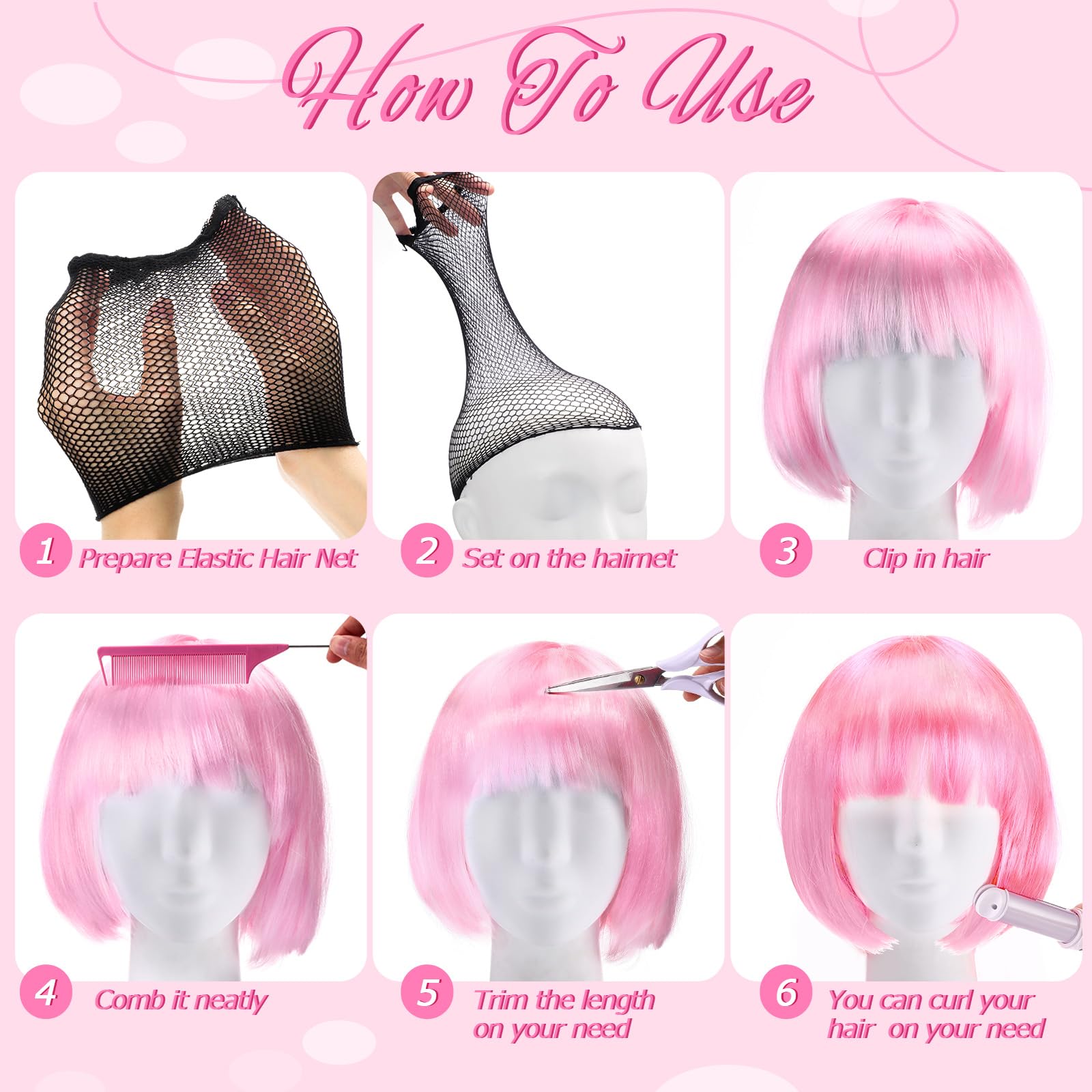 MTLEE Party Wigs and Heart-Shaped Sunglasses Set