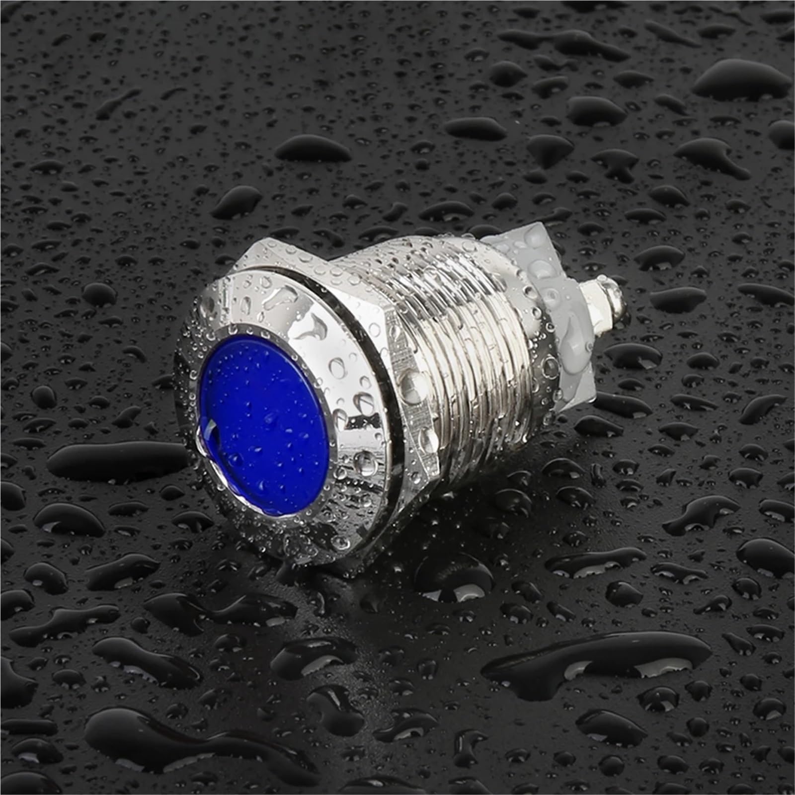 10 pezzi 19 mm LED spia luminosa in metallo AC/DC 3~220 V Mini spia di segnalazione IP65 spia luminosa a LED impermeabile(Flat Blue Light,110V)
