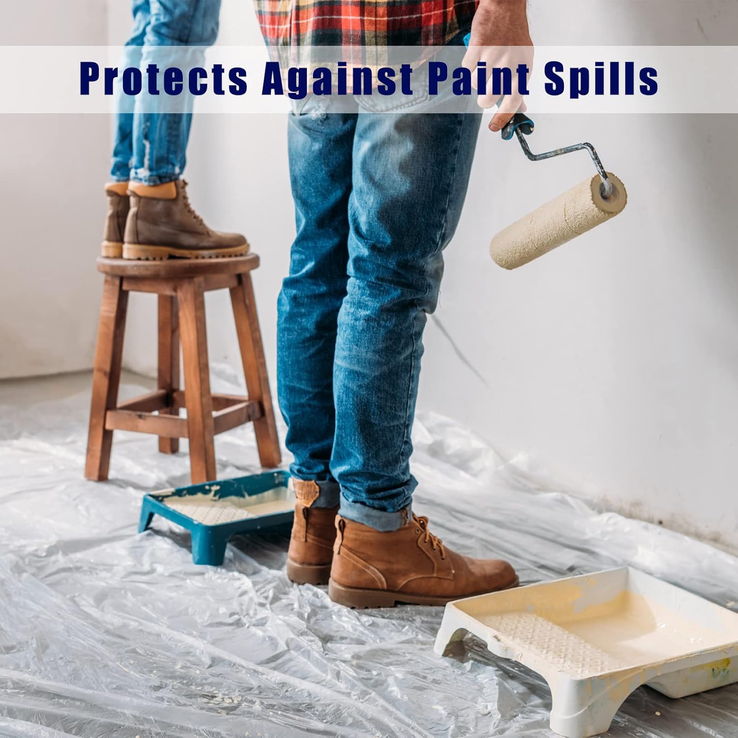 Coyacool 10 Sheets Clear Plastic Sheeting, Drop Cloths for Painting,9x12ft Painters Plastic Tarp Waterproof Dustproof, Tear Resistance Multi-Purpose Furniture Cover Floor Wall Protection Film - - 