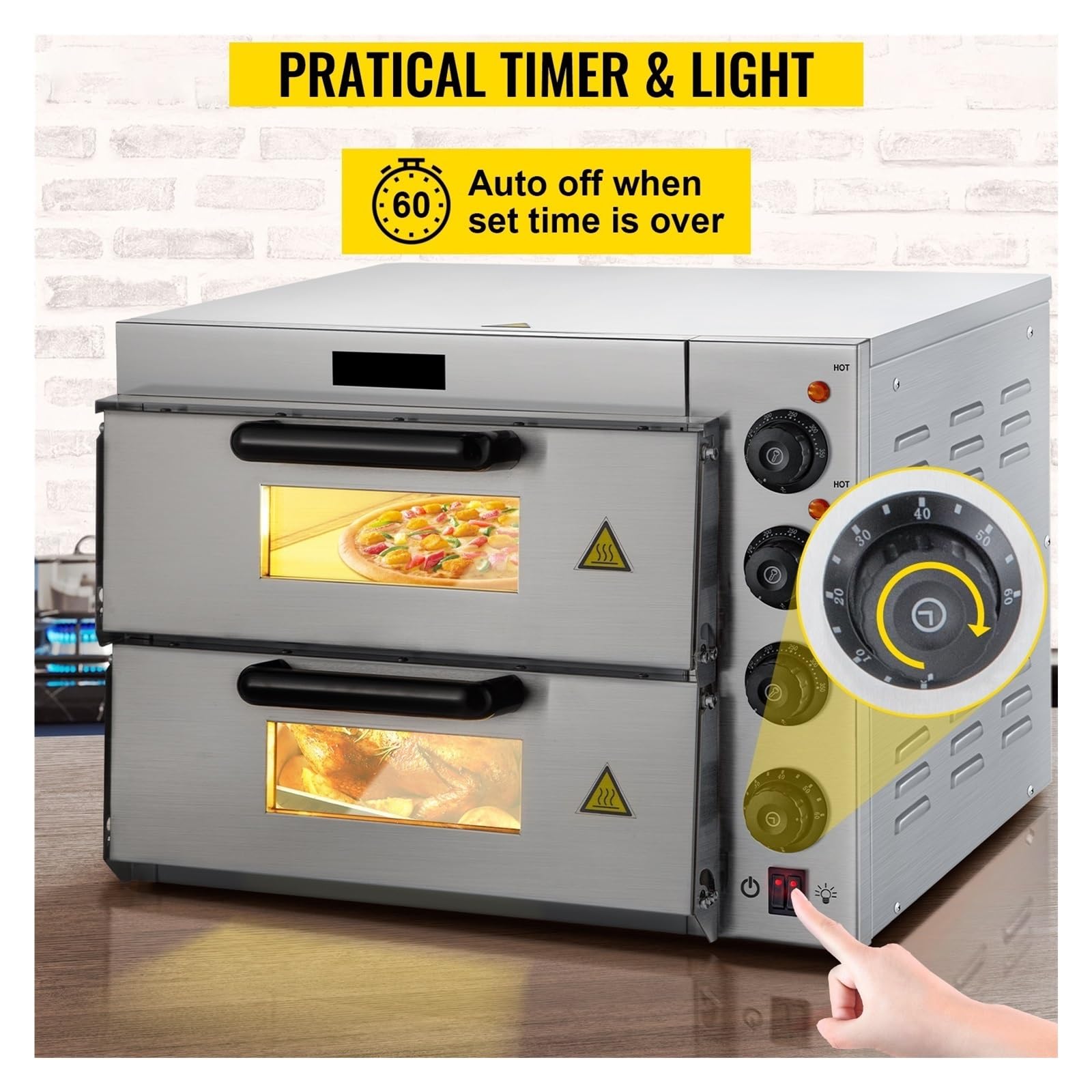 Forno for pizza commerciale 14quot; Pizzaiolo multiuso a doppio strato 1950/3000 W for la cottura domestica del ristorante(1950W)