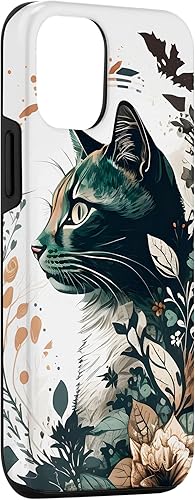Miniatura 6 de iPhone 11 - Funda estética de gato con diseño de acuarela, jardín botánico