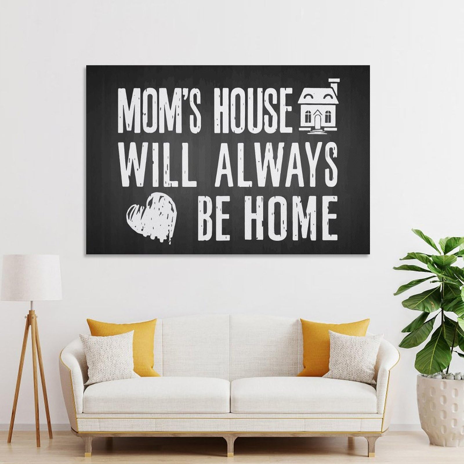 Junmoney Moms House Will Always Be Canvas Art Print, 24x36inch(60x90cm), for Living Room, Bedroom Or Home Office, A Wall Art Gift for Fresh Interiors