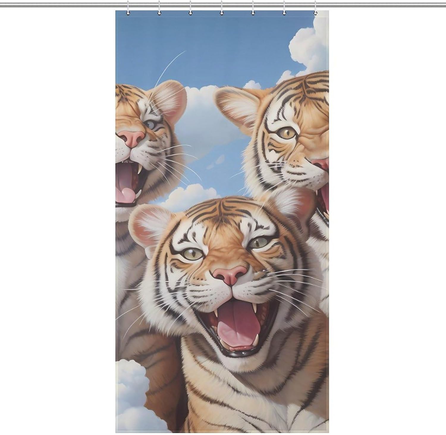 Cute Tigers Funny Shower Curtains Washable Bath Curtain Liner with Hooks for Bathroom Bath Tubs