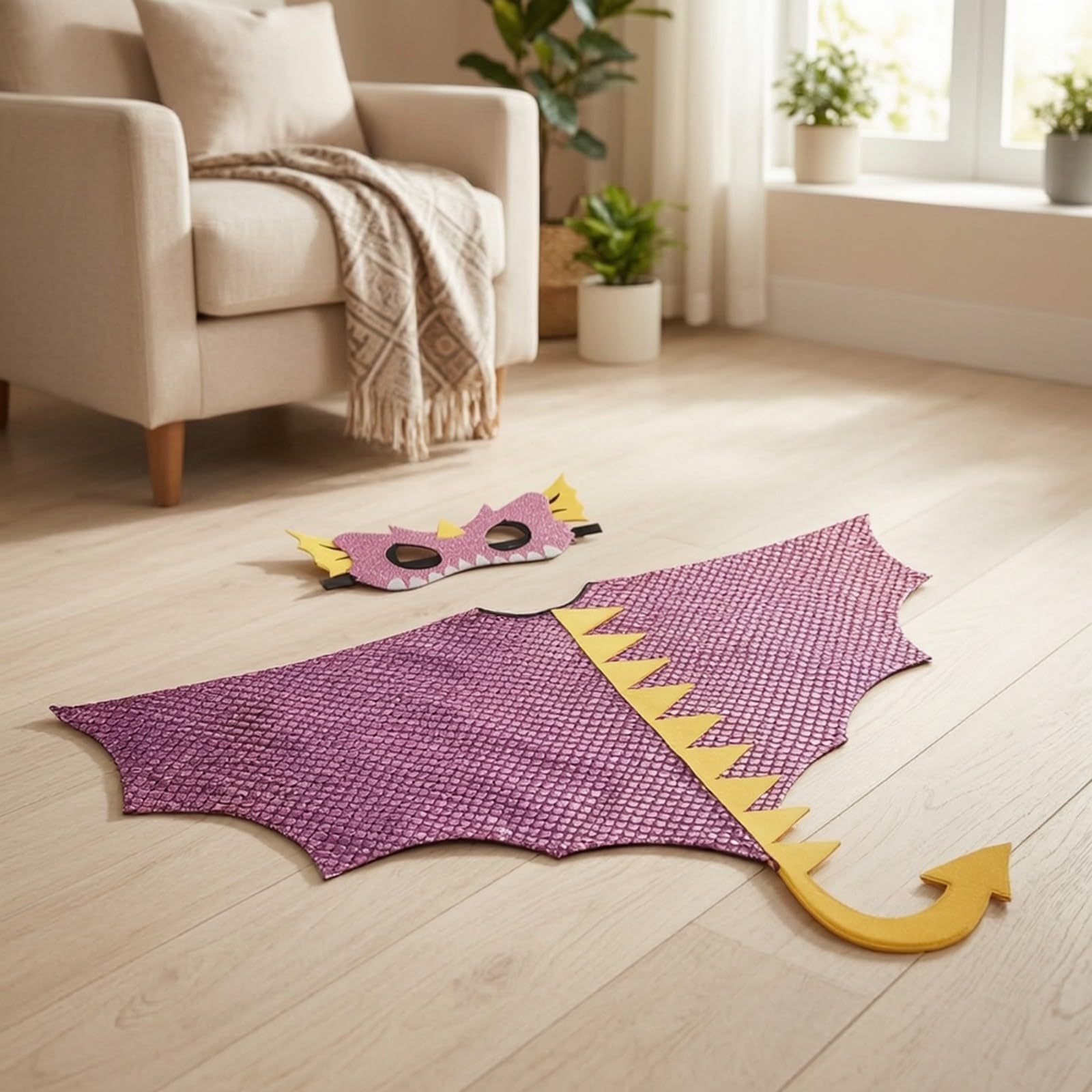 Mantellina con Maschera per Occhi | Resistente All'usura, Costume da Dinosauro con Maschera, Regolabile, Travestimento, per Carnevale