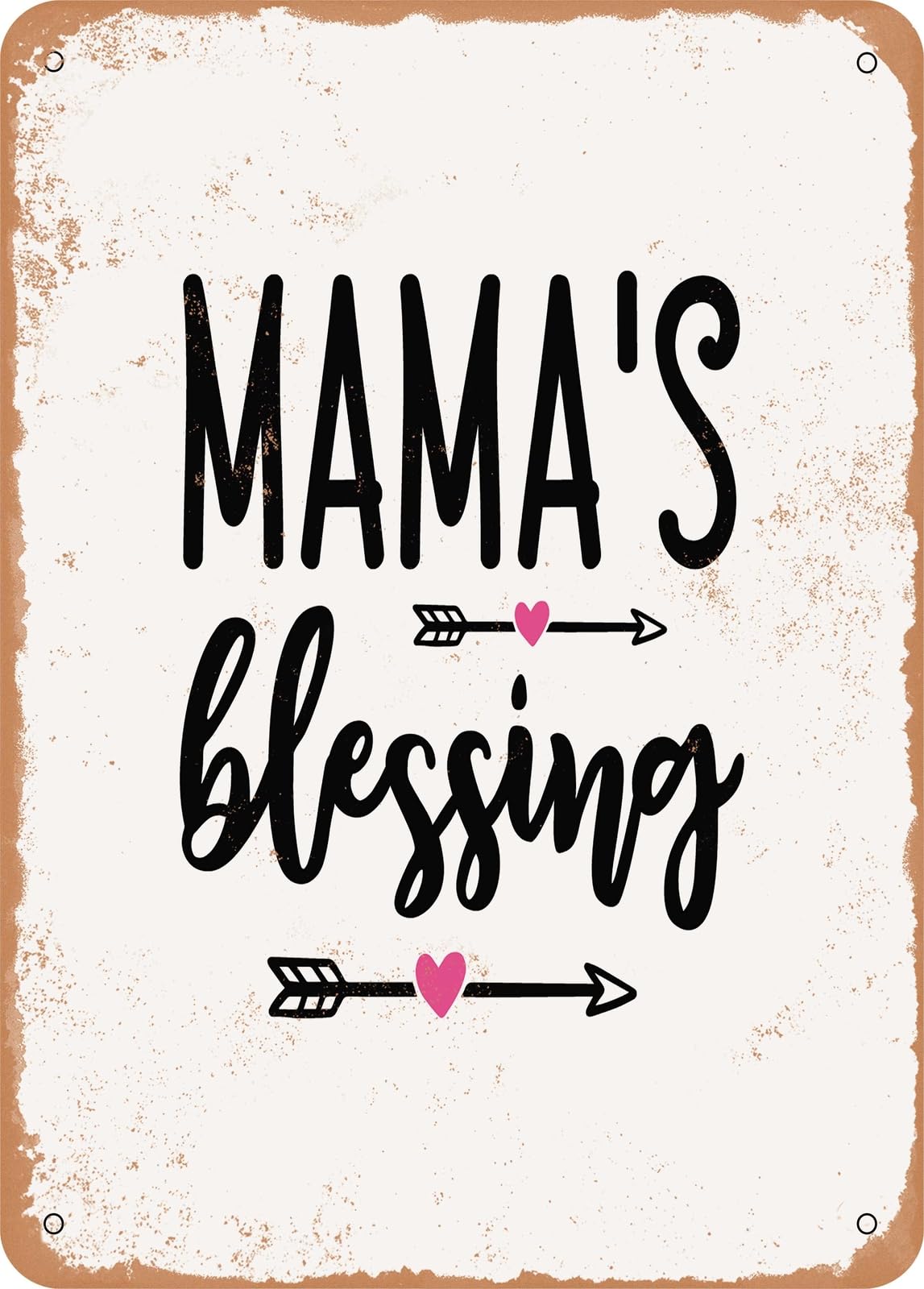 Miaomansenstore Metal Sign - Mamas Blessing - 3 - Vintage Rusty Look Home Decor