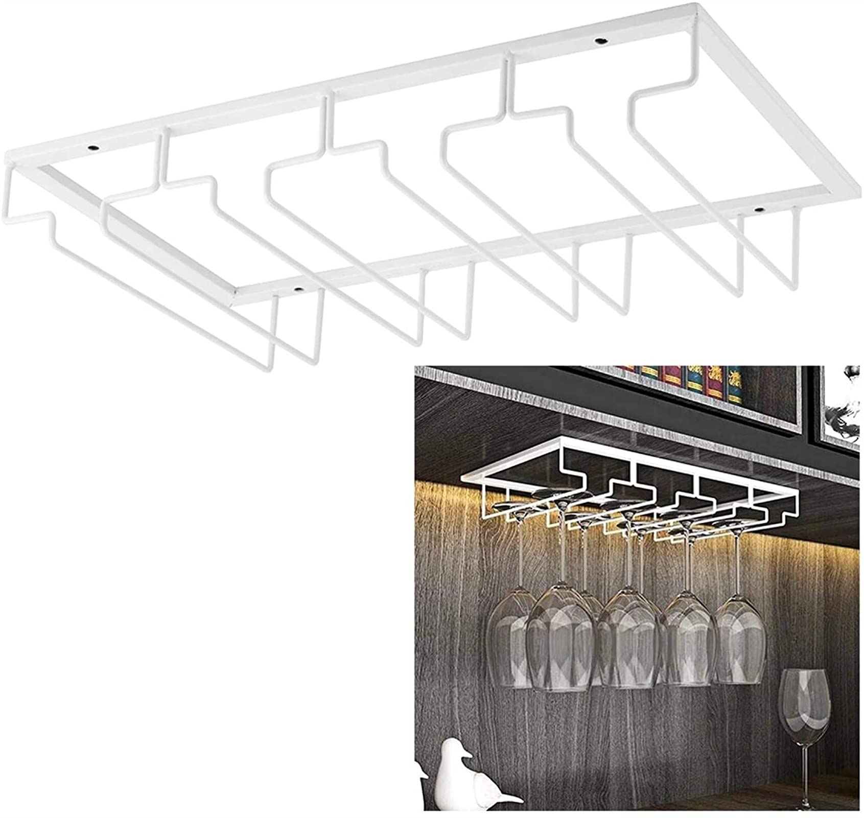 XMING Rack de copa de vino for el hogar, gabinete de vino soporte de copa, estante de vino, estante de vino bastidor colgante (Size : 4 Rows 1 Pack)