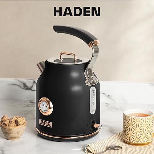Miniatura 9 de HADEN Dorset - Hervidor eléctrico de agua caliente de acero inoxidable de 1.7 litros con cafetera de goteo de 12 tazas, cafetera de café, color