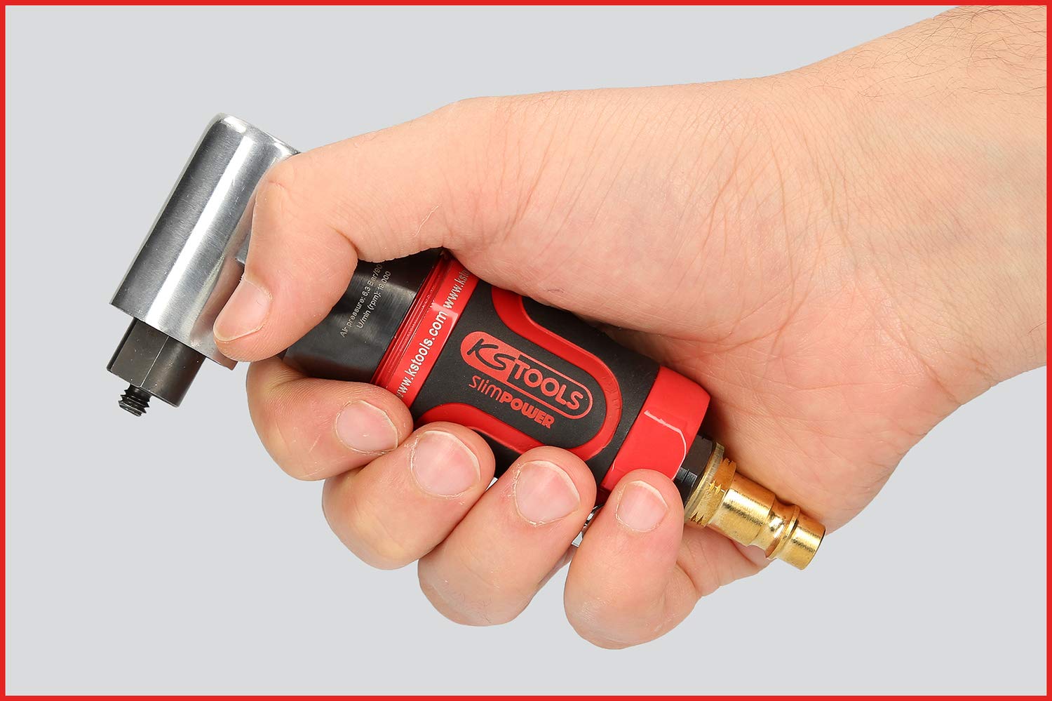 KS Tools - 515.5585 - Mini ponceuse pneumatique Slimpower - Livré avec 3 disques de ponçage Ø45, 50 et 75 mm