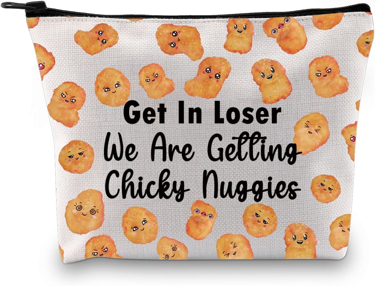 Zuo Bao Funny Chicken Nuggets Makeup Bag Alien Fans Gift Get In Loser We Are Getting Chicken Cosmetic Bag for Fans (Chicky)
