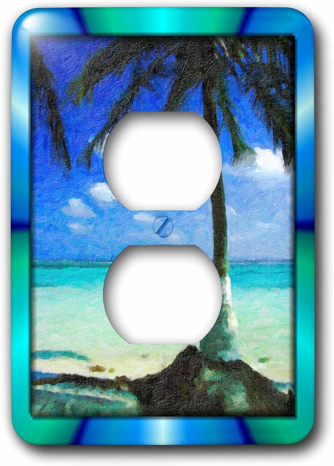 3dRose LLC lsp_48101_6 Painted Palm Tree, 2 Plug Outlet Cover