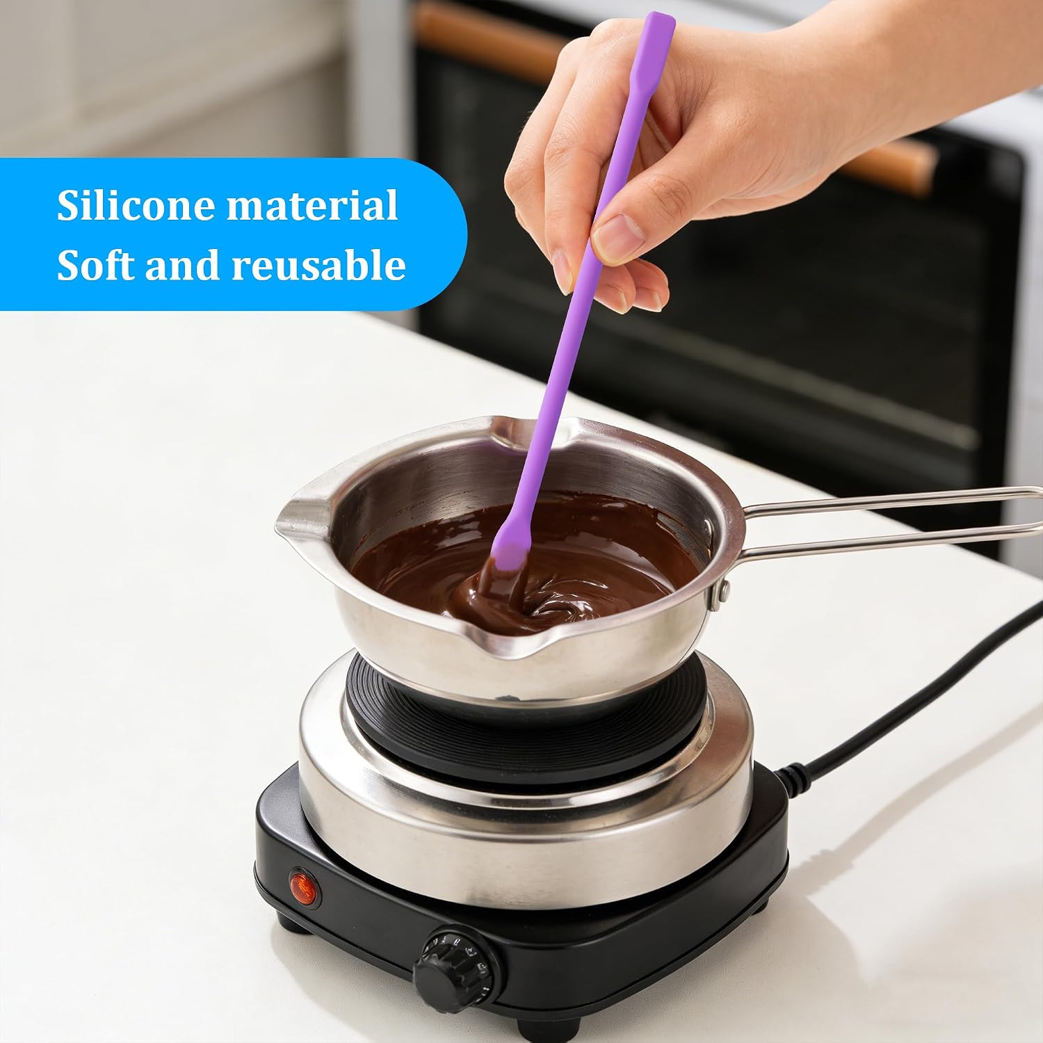 10PCS Epoxy Stir Sticks, Reusable Silicone Wax Stick, Multipurpose Silicone Stir Sticks for Epoxy Facial Mask Hair Removal Stirring Rods Paint Mixing Tools