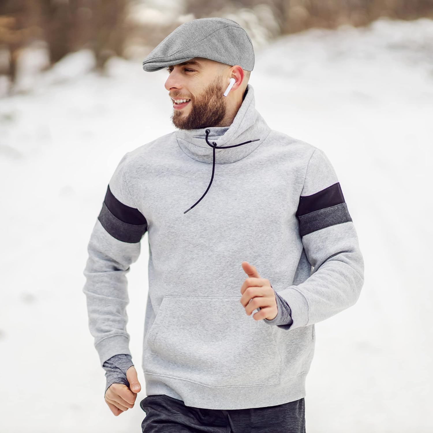 KUTTOR 4 Pieces Newsboy Men's Hat Newsboy Cap Flat Cap Soft Stretch Fit Men Cap Cabbie Hunting Cap for Men Outdoor Daily Use - Image 6