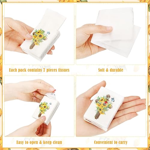 Miniatura 4 de Outus Paquete de 100 pañuelos de bolsillo cristianos a granel, paquetes de pañuelos individuales mini faciales de 3 capas para funeral, boda,