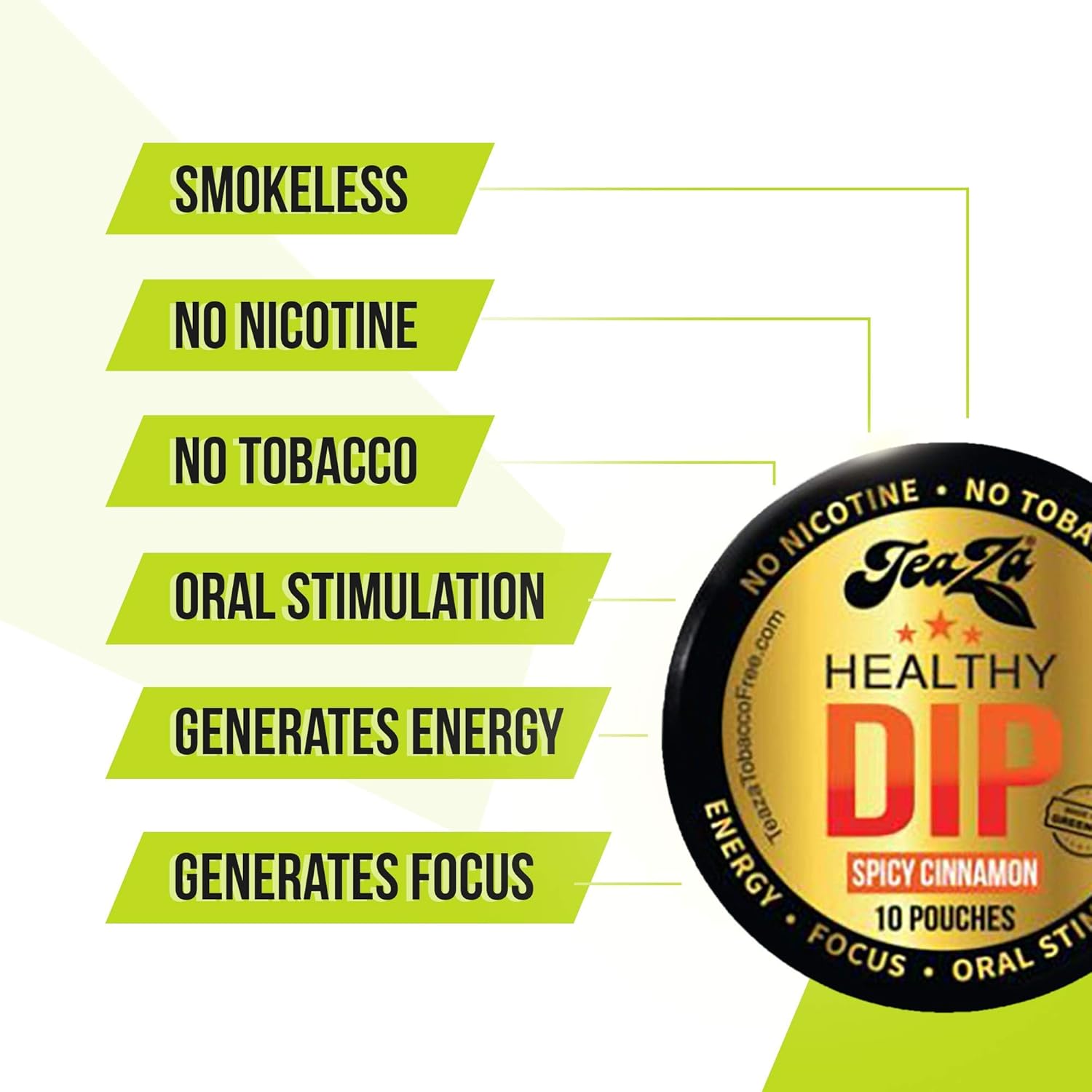 Teaza Herbal Energy Pouch Spicy Cinnamon 4 Pucks - Smokeless Tobacco Replacement : Health & Household