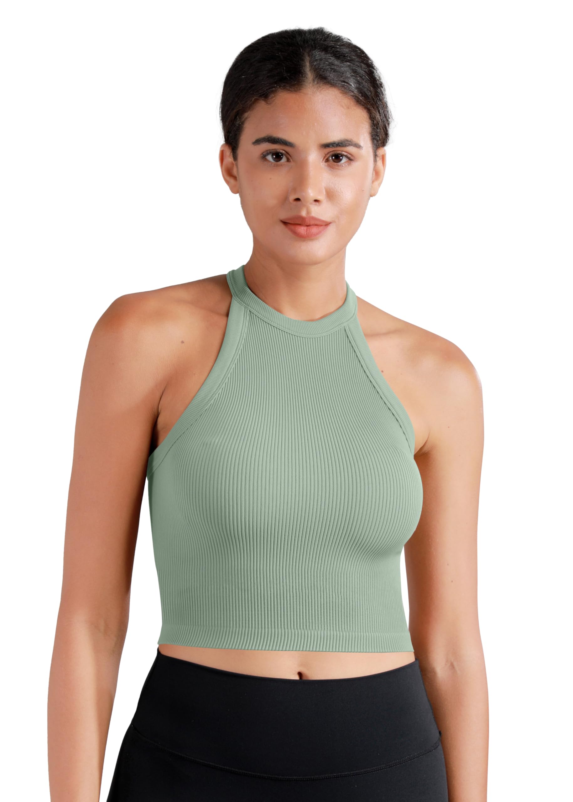 Sunzel Camiseta sin Mangas, de canalé, Cuello Alto, sin Costuras, para Mujer