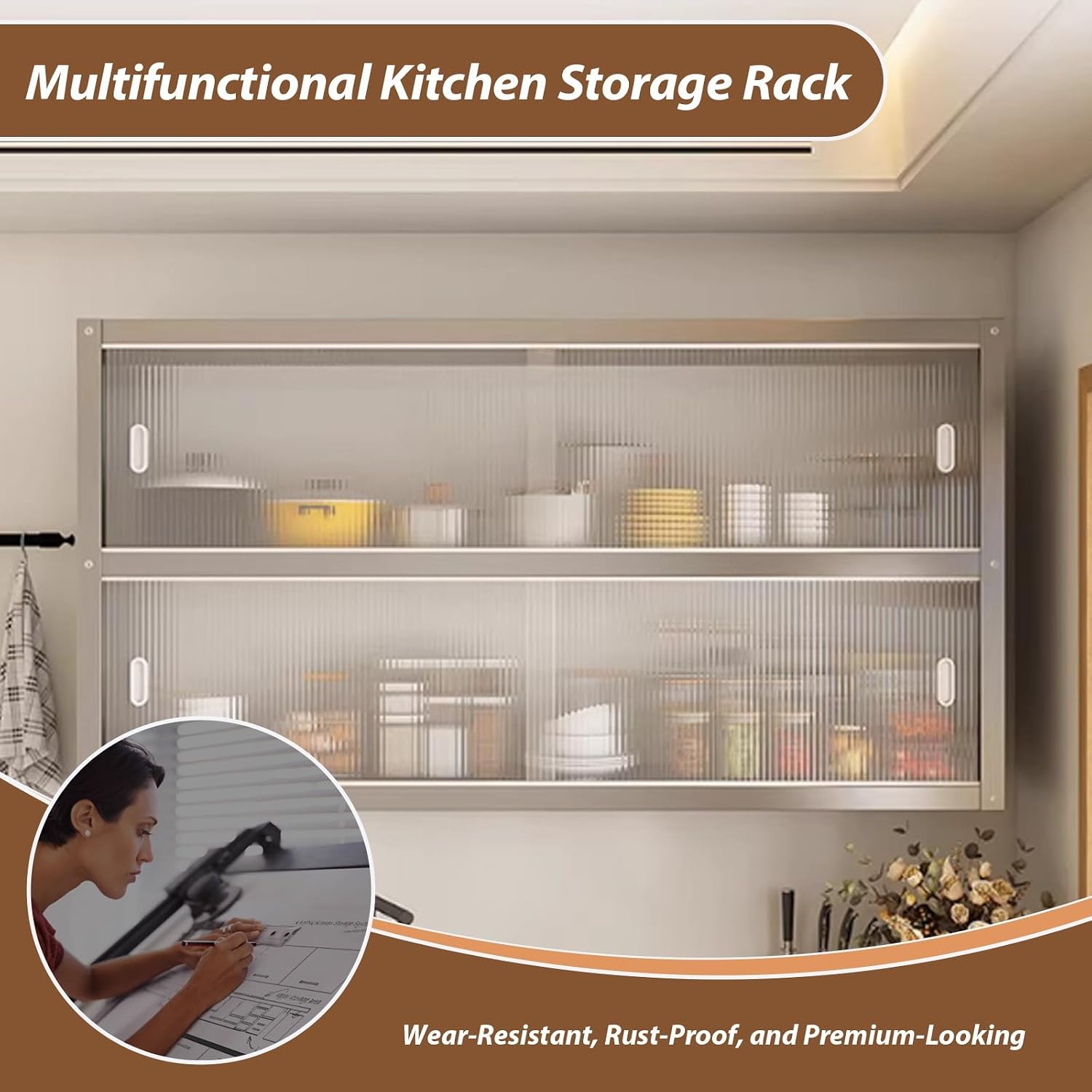 Wall Cabinet with Doors and Shelves, Kitchen Wall Cabinets Storage with Acrylic Sliding Doors, Wall Mounted Kitchen Cabinets Organizer for Bathroom, Wall Mount Cabinets for Kitchen Storage Organizer,
