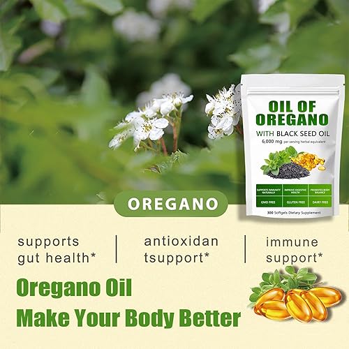 Miniatura 7 de Aceite equilibrado de orégano con aceite de semilla negra, cápsulas de aceite de orégano orgánico, suplemento puro y natural, apoyo inmunológico