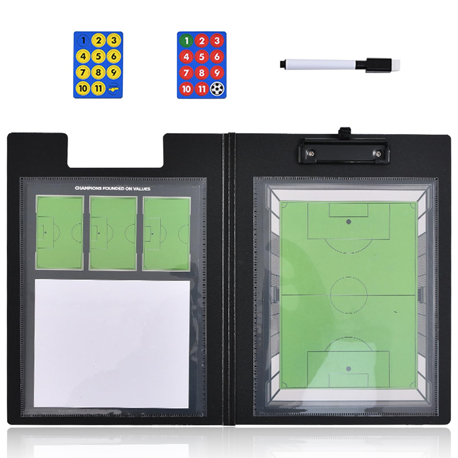 CHSEEO Football Tactics Board Magnetic Multi-Court Coaches Tactical Whiteboard for Coaching and Training, Small Folder-Style with Equipment - Magnets, Marker Pen, Professional Soccer Manager Gifts