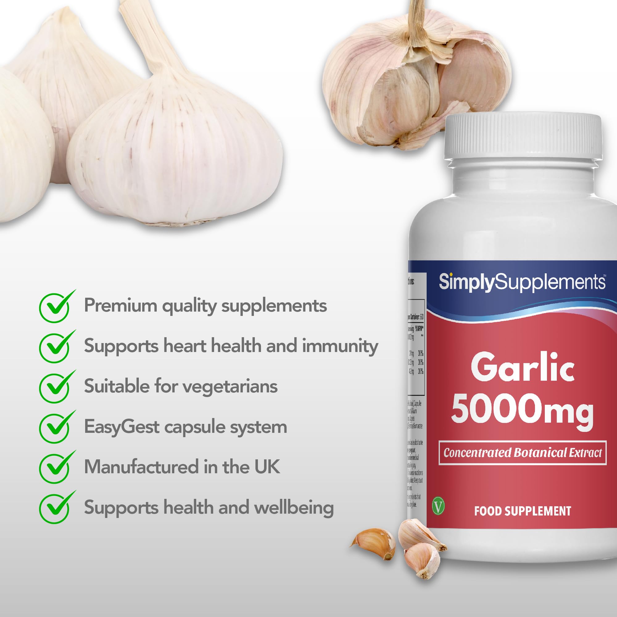 Cápsulas de ajo de alta potencia | Ayuda a la salud inmunológica | Con vitamina C, hierro y tiamina | Apto para veganos | 120 cápsulas = 2 meses de suministro | Fabricado en el Reino Unido