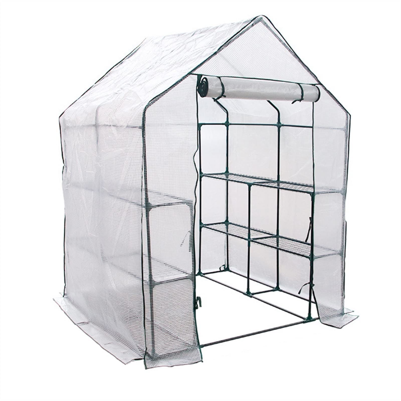 Serra da Giardino Portatile Rinforzata Walk-in, Scaffali da Giardinaggio Robusti con Copertura Durevole, Finestre Laterali Avvolgibili, per Uso Esterno E Interno, Tende per Piante in Vaso